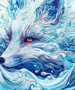 Abstract Blue Kitsune Diamond Painting