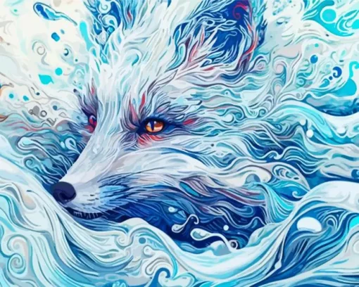 Abstract Blue Kitsune Diamond Painting