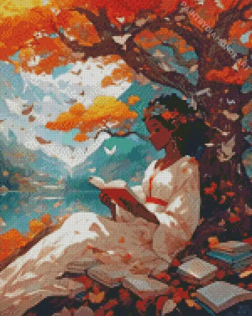 African Bookish Girl Diamond Painting