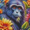 Black Monkey Among Flowers Diamond Painting