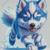 Blue Husky Puppy Diamond Painting