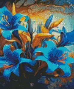 Blue Lilies Diamond Painting