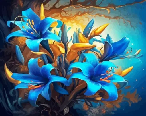 Blue Lilies Diamond Painting