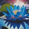 Blue Lotus Flowring Plant Diamond Painting