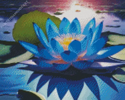 Blue Lotus Flowring Plant Diamond Painting