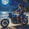 Boy On Blue Motorbike Diamond Painting