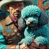 Cowboy And Blue Poodle Dog Diamond Painting