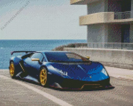 Dark Blue Lamborghini Diamond Painting