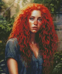 Girl With Blue Eyes And Red Hair Diamond Painting