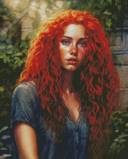 Girl With Blue Eyes And Red Hair Diamond Painting