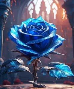 Glass Blue Rose Diamond Painting