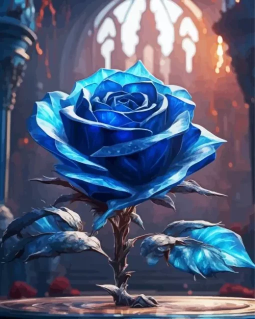 Glass Blue Rose Diamond Painting