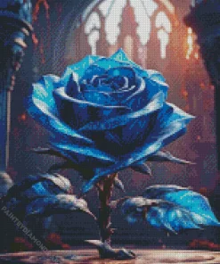 Glass Blue Rose Diamond Painting