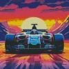 Illustration Blue Formula 1 Car Diamond Painting