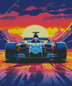 Illustration Blue Formula 1 Car Diamond Painting