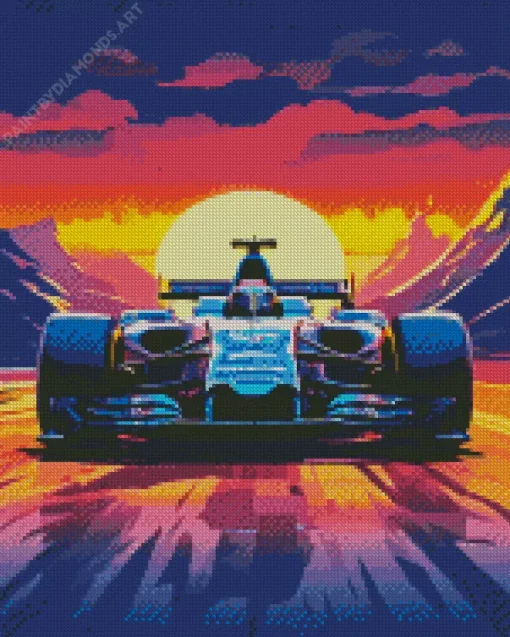 Illustration Blue Formula 1 Car Diamond Painting