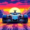 Illustration Blue Formula 1 Car Diamond Painting