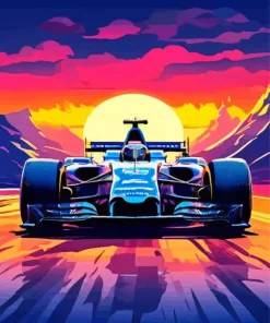 Illustration Blue Formula 1 Car Diamond Painting