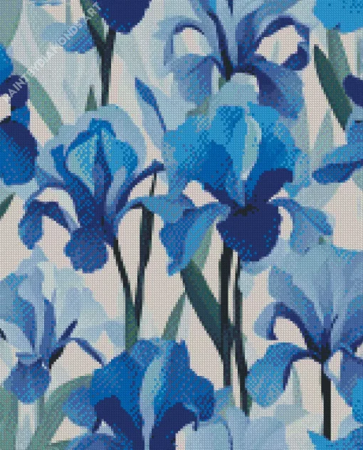 Illustration Blue Iris Diamond Painting