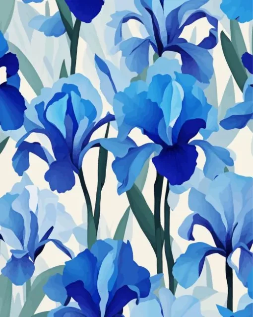 Illustration Blue Iris Diamond Painting