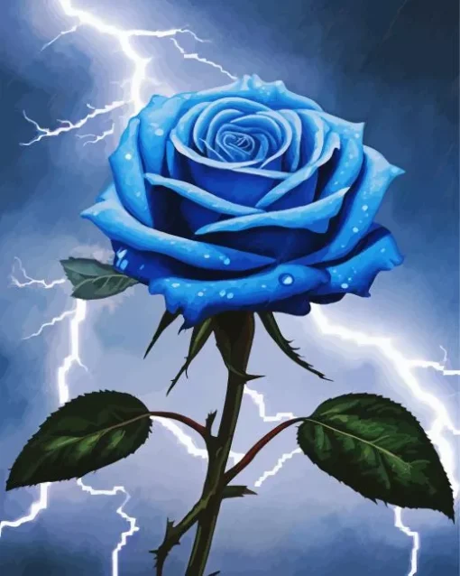 Lightning Blue Rose Diamond Painting