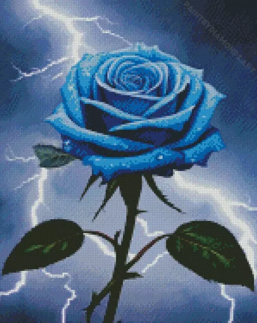 Lightning Blue Rose Diamond Painting