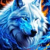 Red And Blue Flame Wolf Diamond Painting