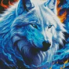 Red And Blue Flame Wolf Diamond Painting