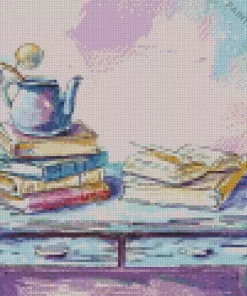 Teapot on Books Diamond Painting