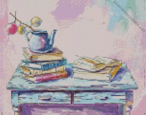 Teapot on Books Diamond Painting