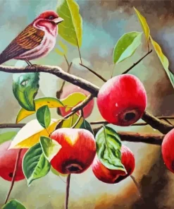 Bird Apple Tree Diamond Painting