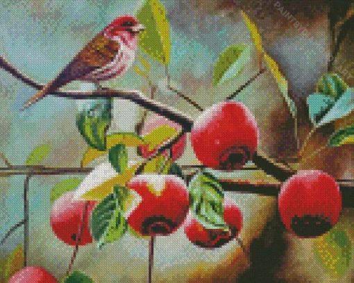 Bird Apple Tree Diamond Painting