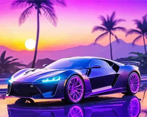 Black And Purple Car Diamond Painting