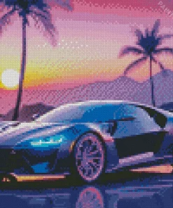 Black And Purple Car Diamond Painting