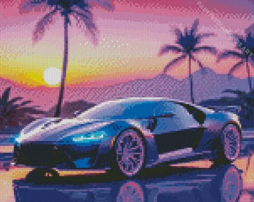 Black And Purple Car Diamond Painting