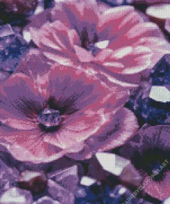 Black And Purple Flowers Diamond Painting