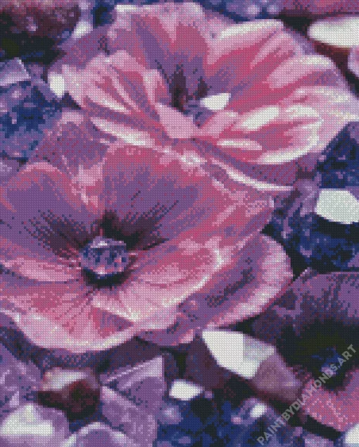 Black And Purple Flowers Diamond Painting