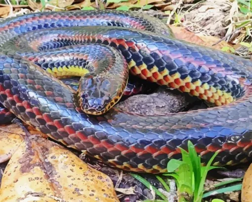 Black And Rainbow Snake Diamond Painting