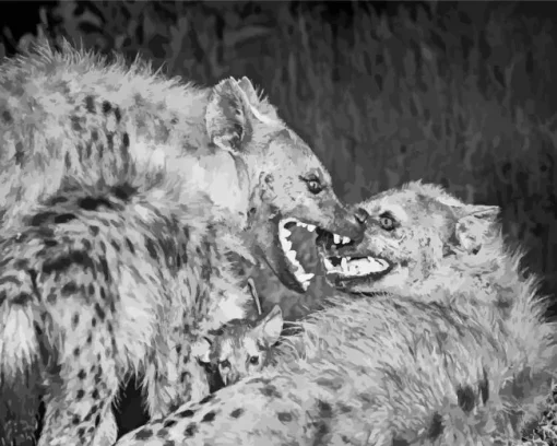 Black And White Hyena Diamond Painting