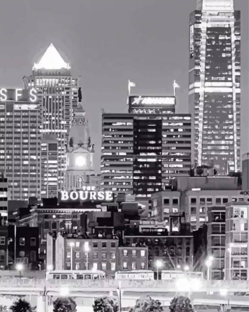 Black And White Philadelphia Skyline Diamond Painting