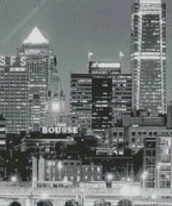 Black And White Philadelphia Skyline Diamond Painting