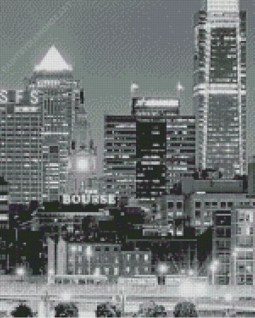 Black And White Philadelphia Skyline Diamond Painting