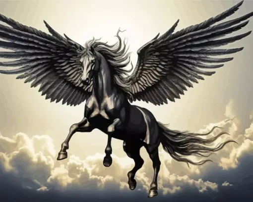 Black Horse With Wings Diamond Painting