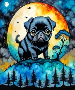 Black Pug Puppy Diamond Painting