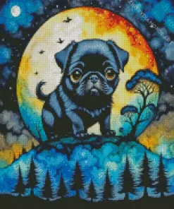 Black Pug Puppy Diamond Painting