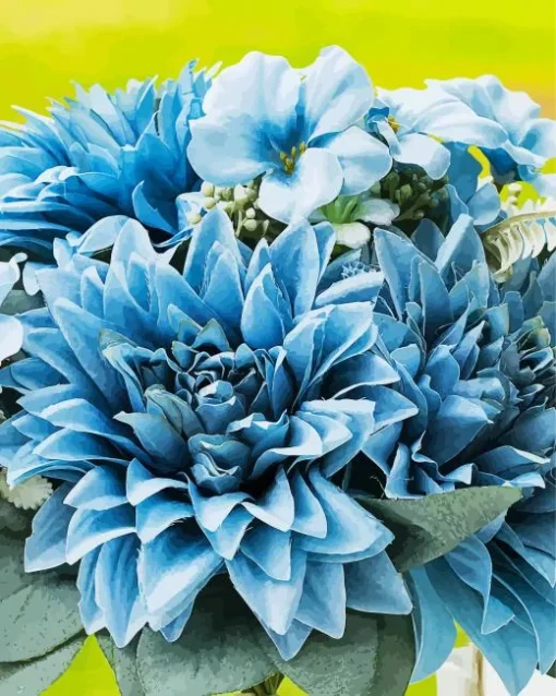 Blue Dahlia Bouquet Diamond Painting