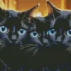 Blue Eyed Black Cats Diamond Painting