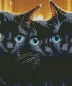 Blue Eyed Black Cats Diamond Painting