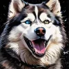 Blue Eyed Husky Dog Diamond Painting