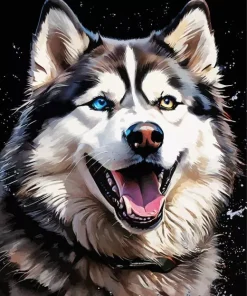 Blue Eyed Husky Dog Diamond Painting